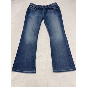BKE Women's Bootcut Jeans 31x29 Blue Denim Cotton Stretch Low Rise Embroidered
